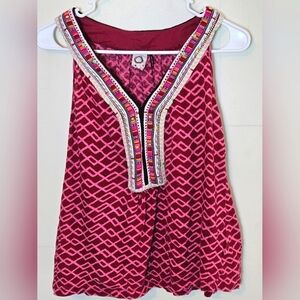 Anthropologie‎ Akemi + Kin Embroidered Linen Blend Boho Tank, Medium